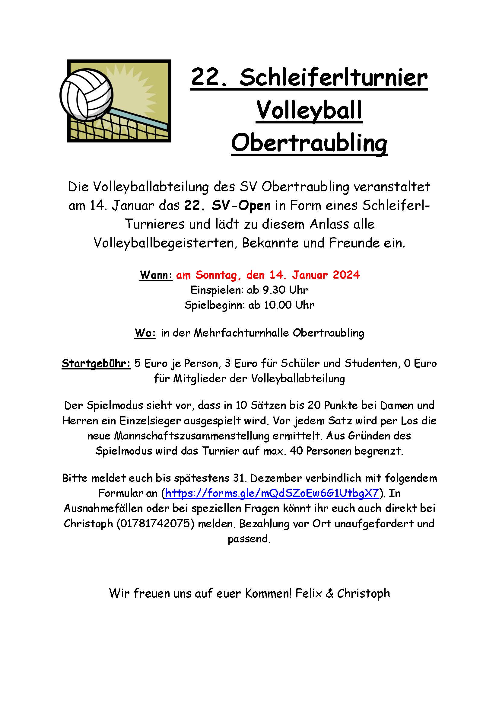 SV Open Schleiferl Turnier 2024 Update